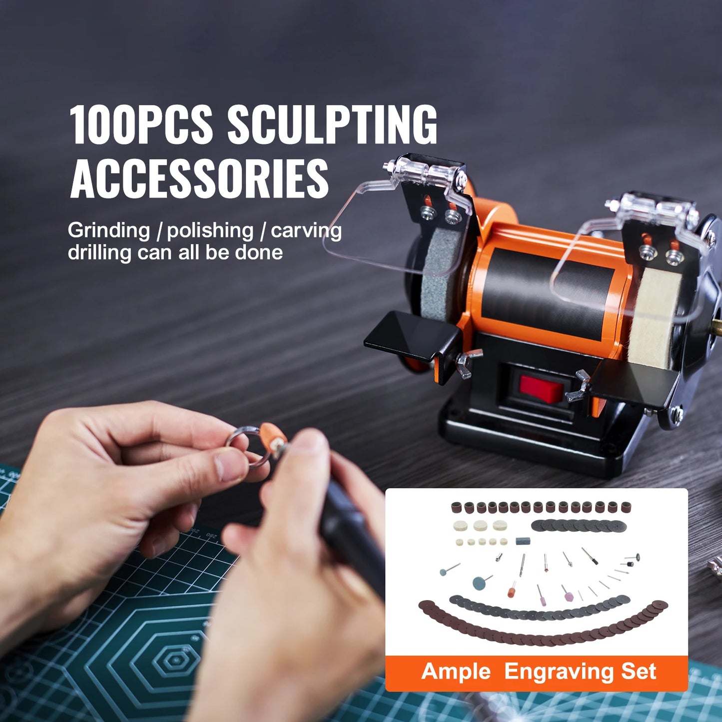SucceBuy Jewelry Polisher Buffer Brushless Adjustable Speed Bench Grinder