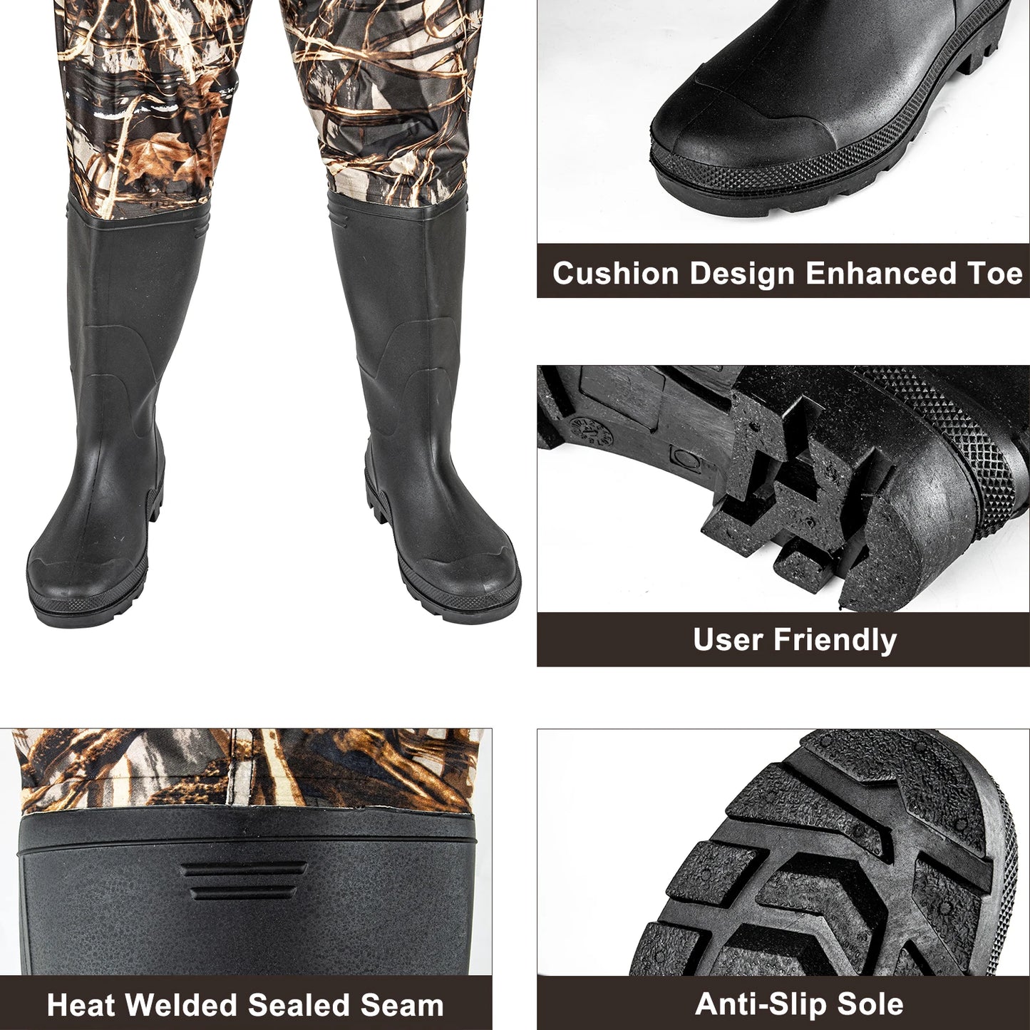 Nylon PVC Chest Waders With Boots For Fishing Waterproof Unisex