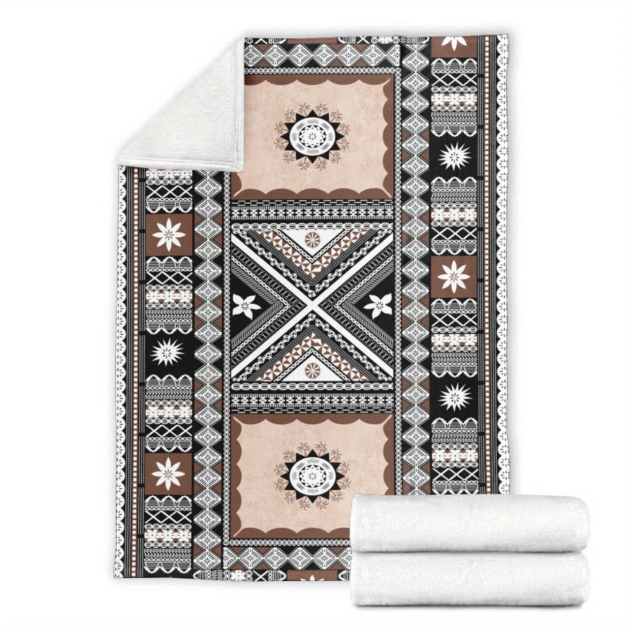 Geometric Pattern Flannel Blanket Cozy Throw for Sofa and Bedroom