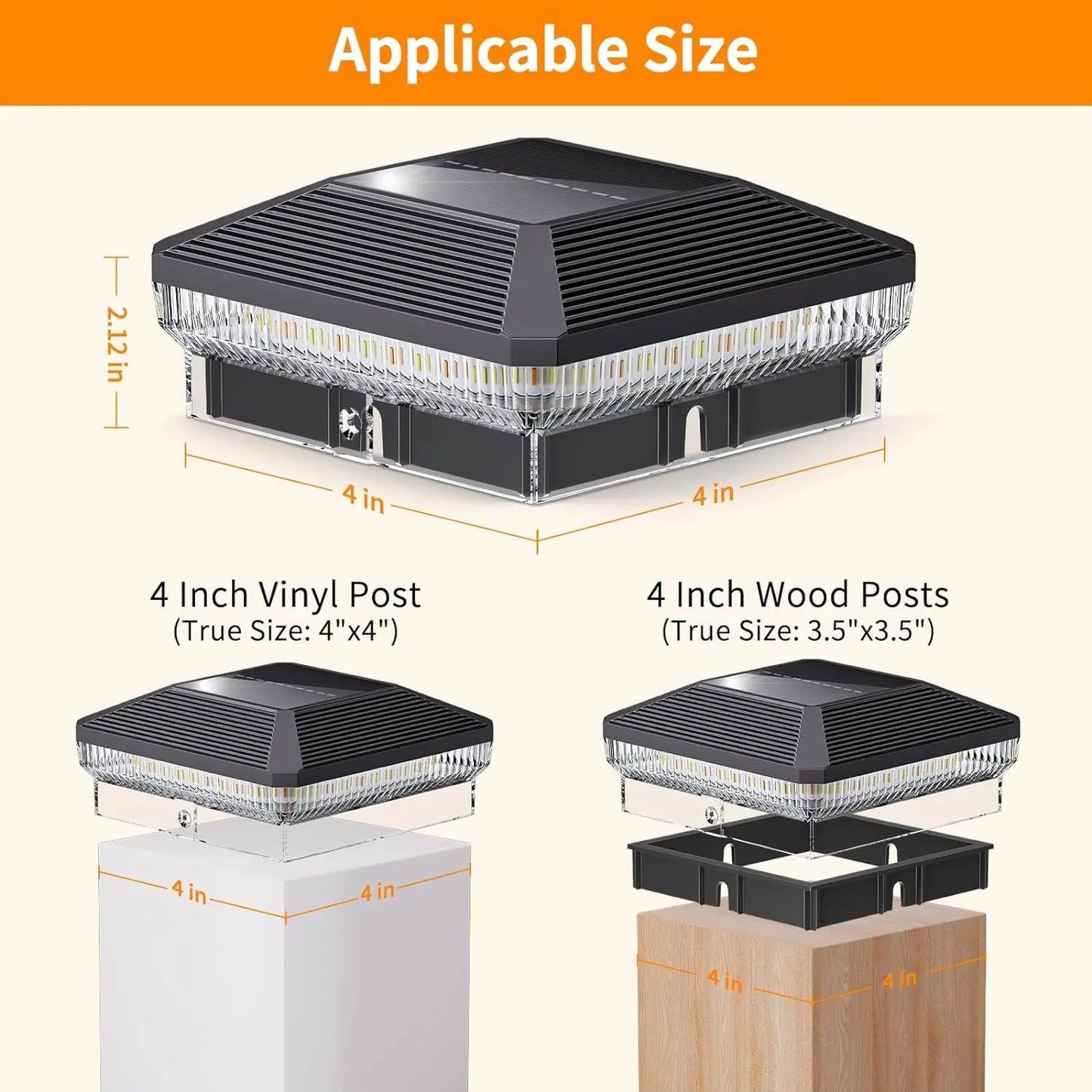 KPSTEK Solar Post Lights Outdoor LEDs With 3 Modes