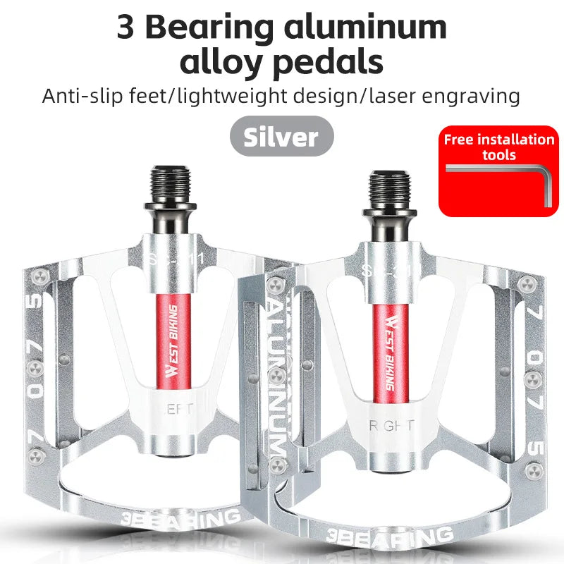 West Biking Ultralight Aluminum Bicycle Pedal for Mountain and Road Bikes