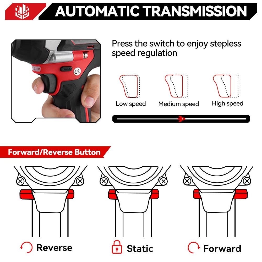 ONEVAN Brushless Electric Impact Wrench 1800 Nm Cordless Power Tool
