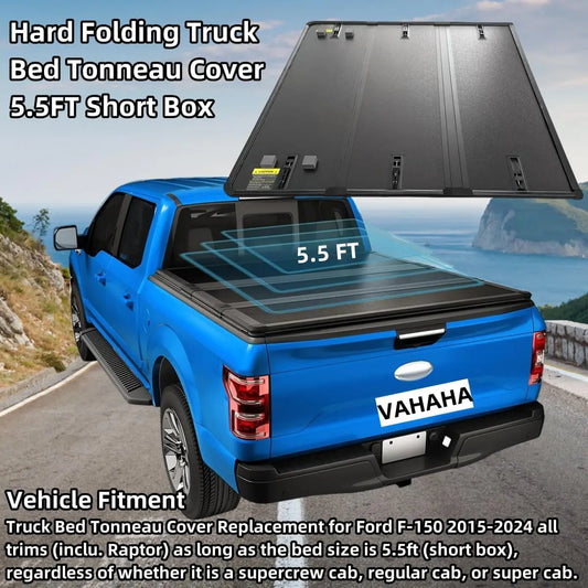 Hard Tri Fold Tonneau Cover For Ford F150 Truck Bed