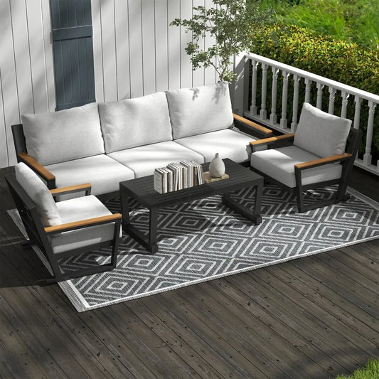 Aluminum Outdoor Patio Conversation Set With Table
