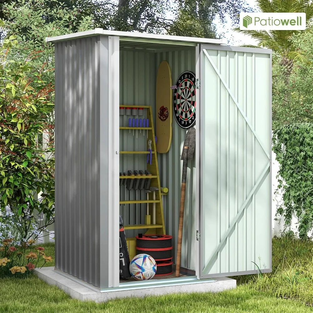 Outdoor Garden Storage Shed With Sloped Roof And Lockable Door