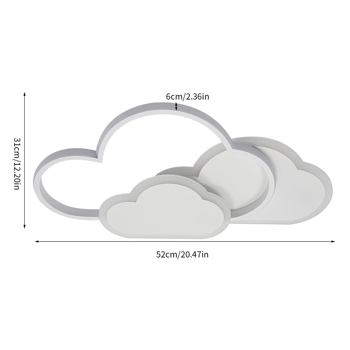 Cloud Shape LED Ceiling Light Acrylic Fixture With 3-Color Lighting