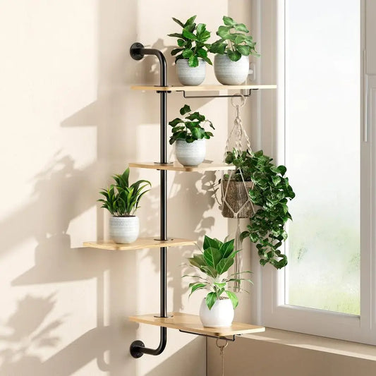 Rotating Window Plant Shelf 4 Tier Wall Mounted Indoor