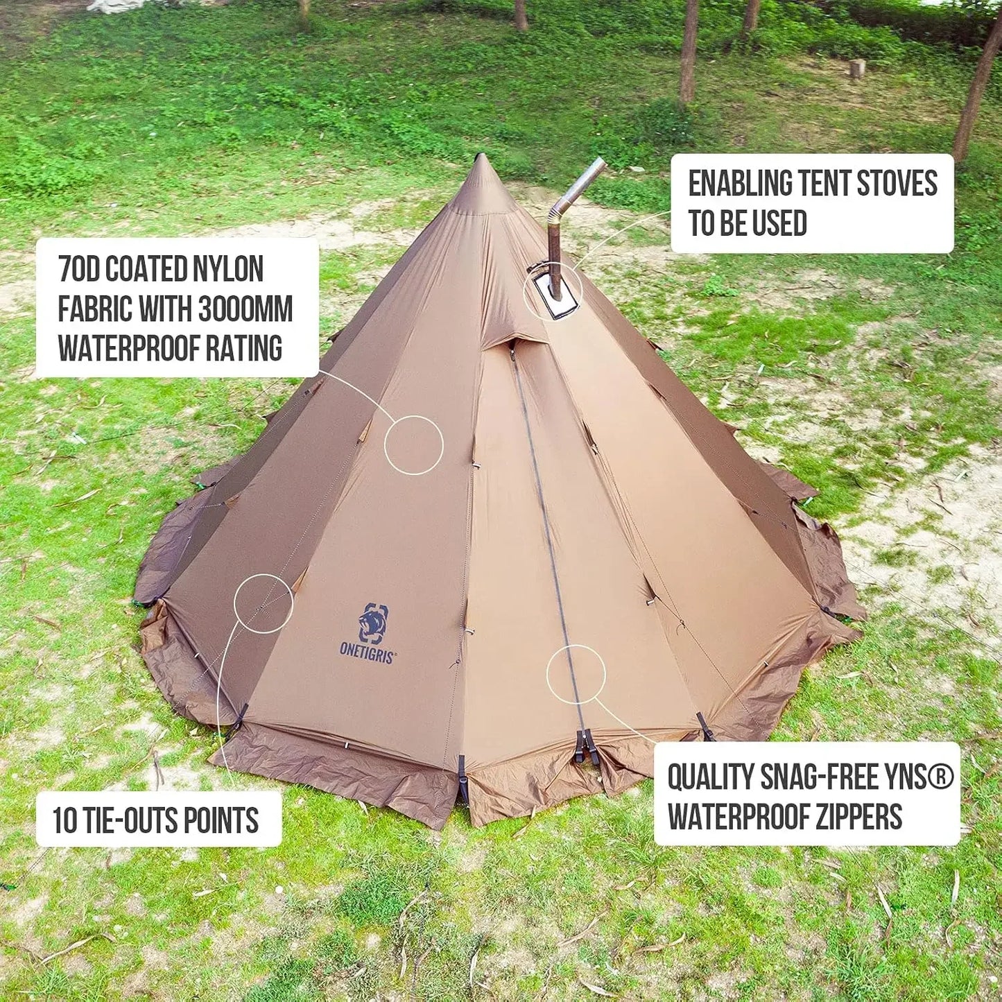 Hot Tent With Stove Jack For 4 Season Camping Tipi
