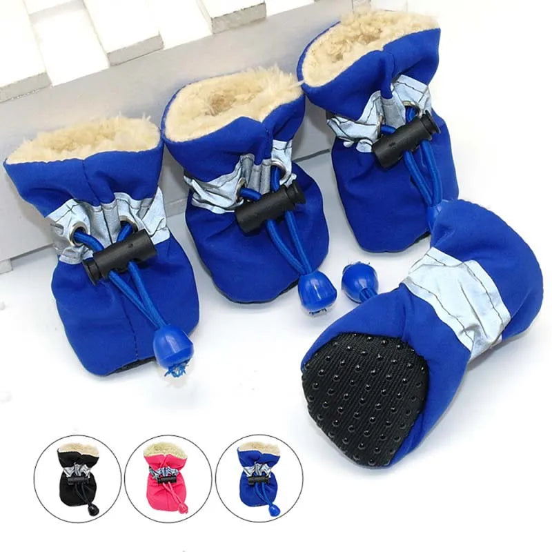 Non Slip Puppy Shoes Set of 4 Winter Waterproof Soft Soles