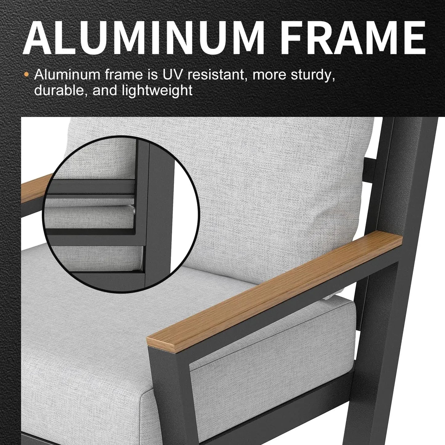 XMSJ Aluminum Outdoor Patio Sectional Sofa Set With Coffee Table
