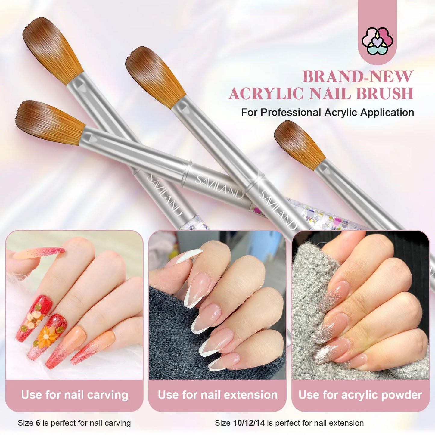Saviland Kolinsky Acrylic Nail Brush Set For Professional Manicure Application