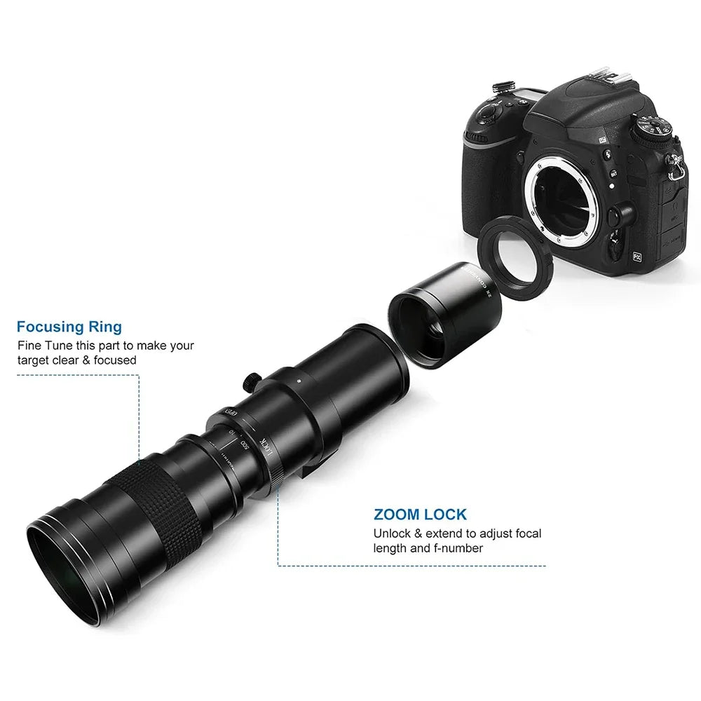 Lightdow 420-800mm F8.3 Manual Zoom Telephoto Lens With 2x Teleconverter