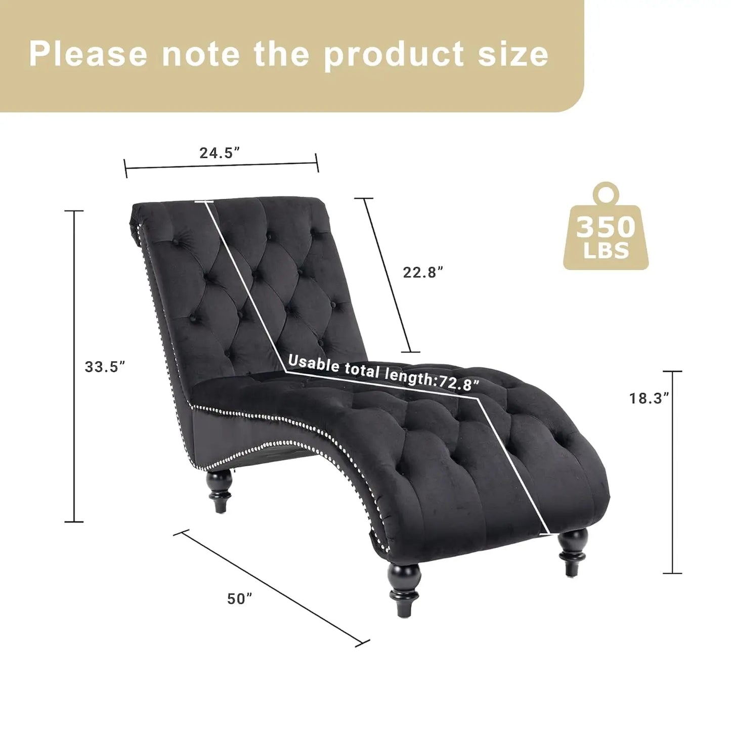 Armless Velvet Chaise Lounge Chair With Pillow Button Tufted