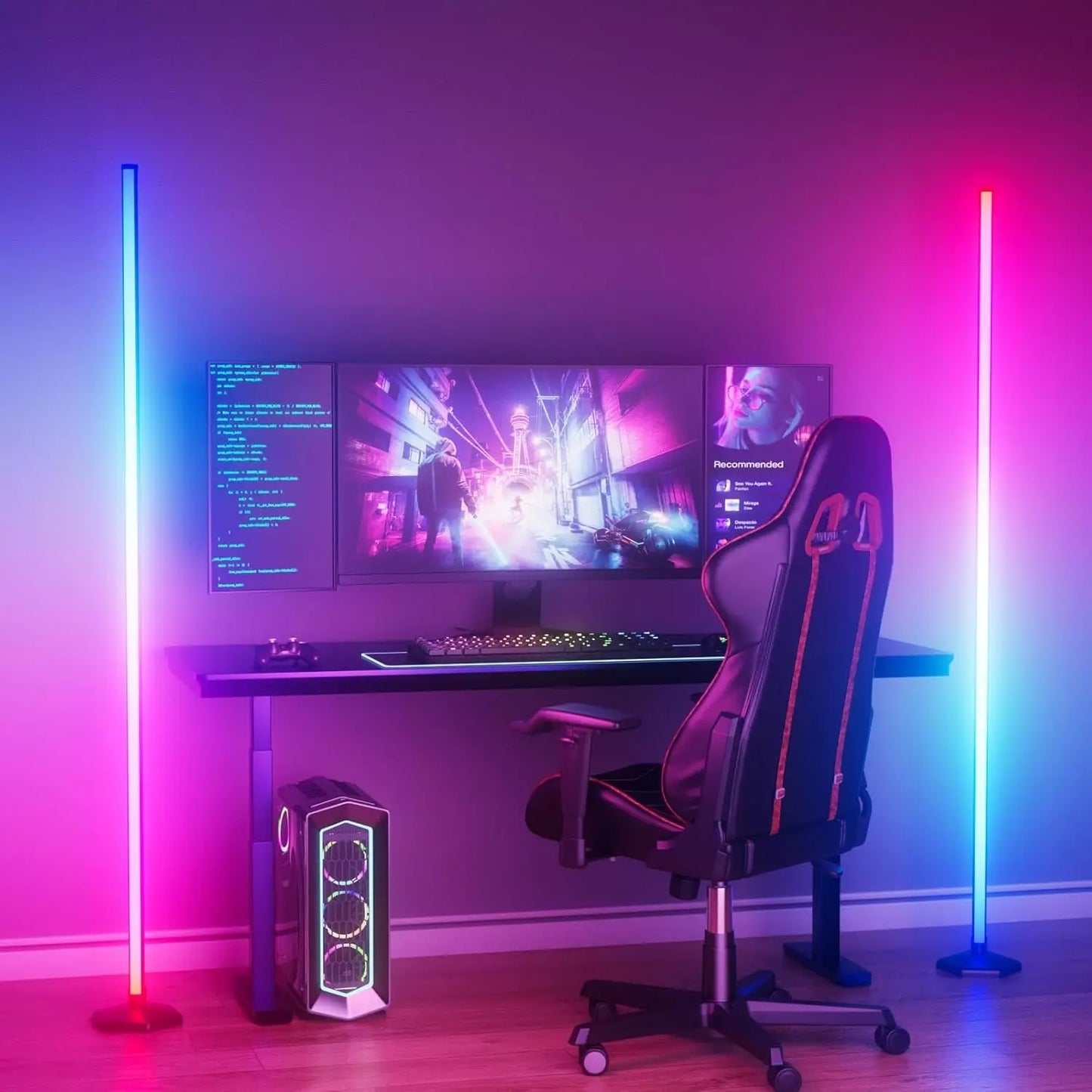 XMSJ RGB LED Floor Lamp Remote Dimmer And Music Sync