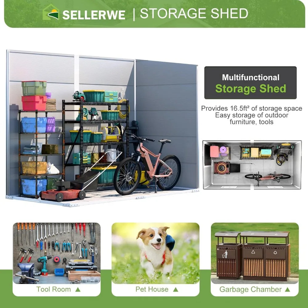 Resin Outdoor Storage Shed Waterproof With Floor Lockable Door Two Windows