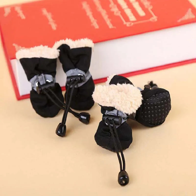 Non Slip Puppy Shoes Set of 4 Winter Waterproof Soft Soles