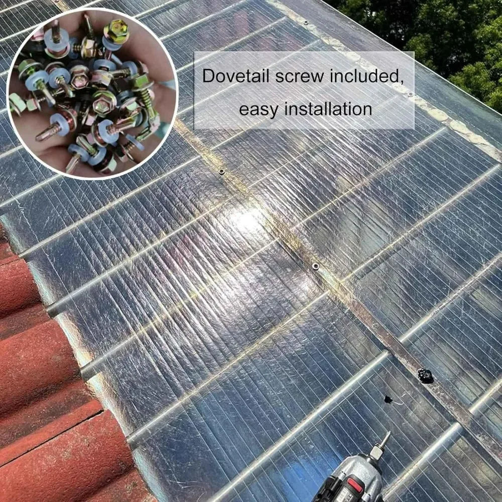 Waterproof Clear Polycarbonate Garden Roof Panels - Pergola Carport Sunroom Greenhouse Replacement, 32x315in with Screws