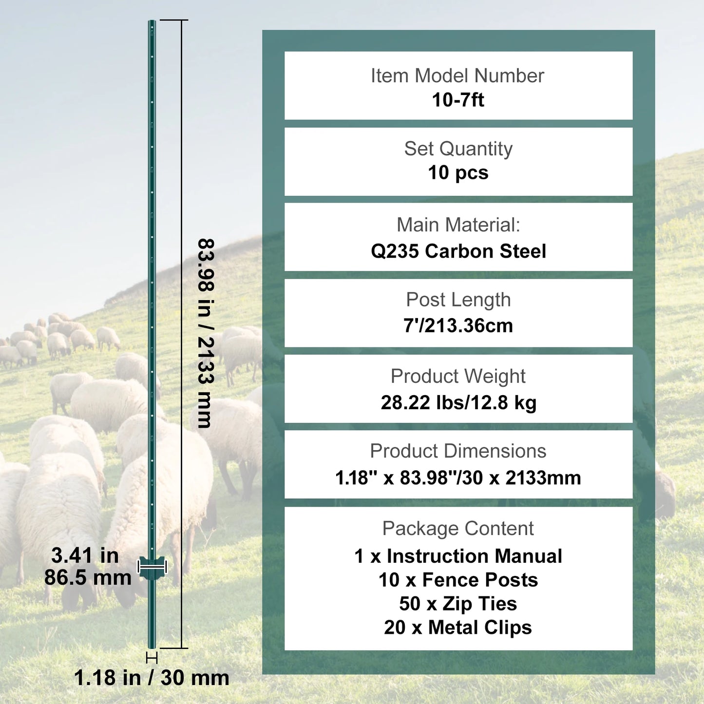 SucceBuy Heavy Duty Metal Fence Post T-Post For Garden Yard Fence