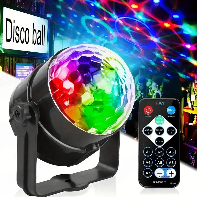 LED Stage Disco Light Rotating DJ Ball Strobe Remote Sound Control Magic Dance Car RGB Christmas Gift Party Club Laser Show Lamp