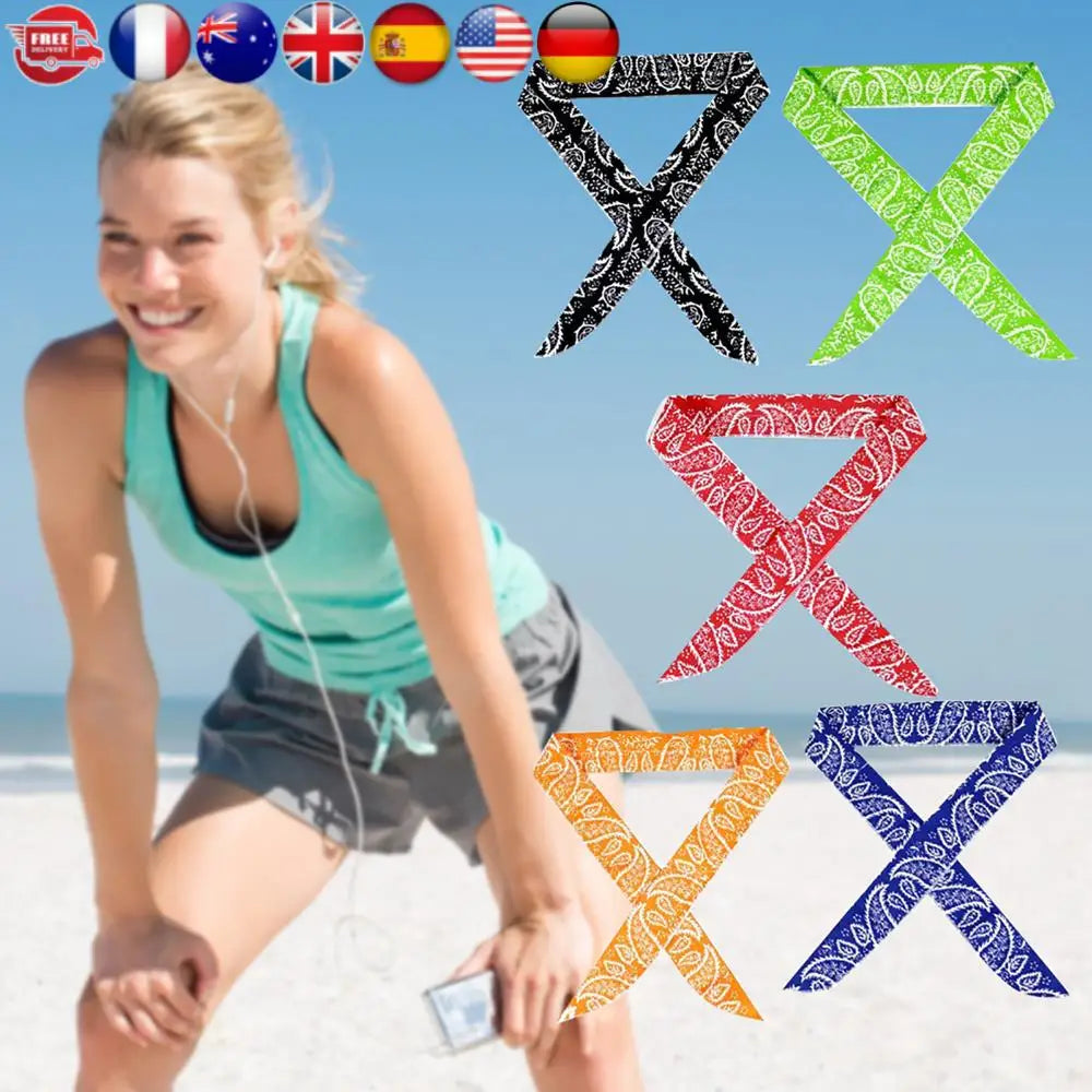 5 Pcs Cool Scarf Neck Wrap Cooling Bandana Scarf Instant Cooling Chill Ice Sports Towel Wristband for All Outdoor Activities