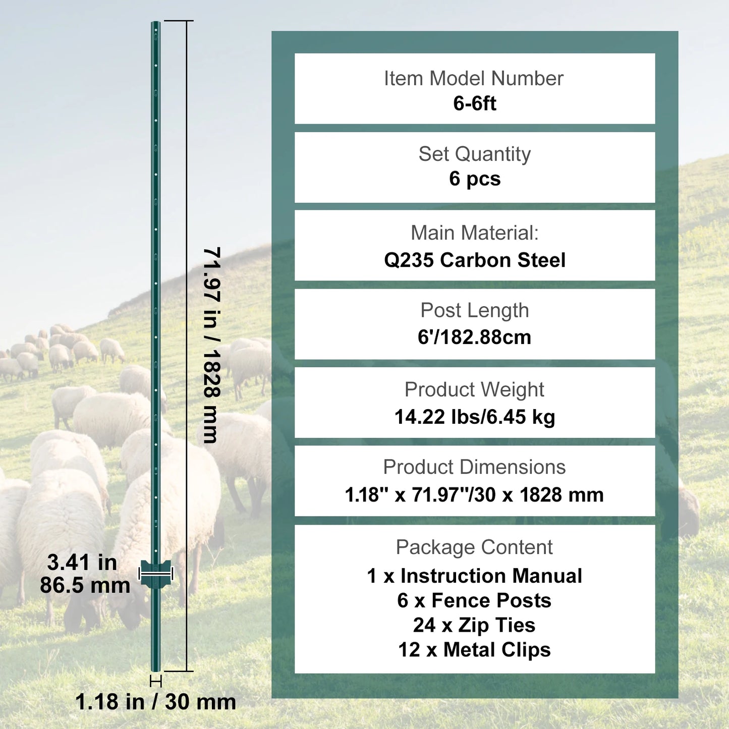 SucceBuy Heavy Duty Metal Fence Post T-Post For Garden Yard Fence