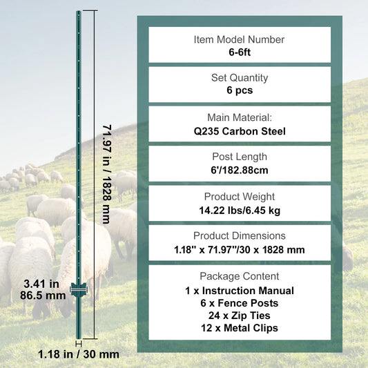 SucceBuy Heavy Duty Metal Fence Post T-Post For Garden Yard Fence