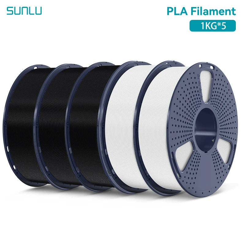 SUNLU 5KG PLA/ PLA Plus Filaments 5 Rolls 3D Filament 1KG/roll 1.75mm 100% Filament Lines Up Neatly For 3D Printing From EU US