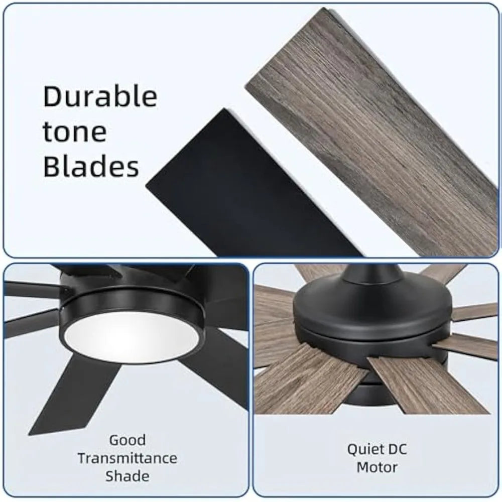 Ceiling Fan With Light And Remote DC Indoor Outdoor Modern 6 Speeds