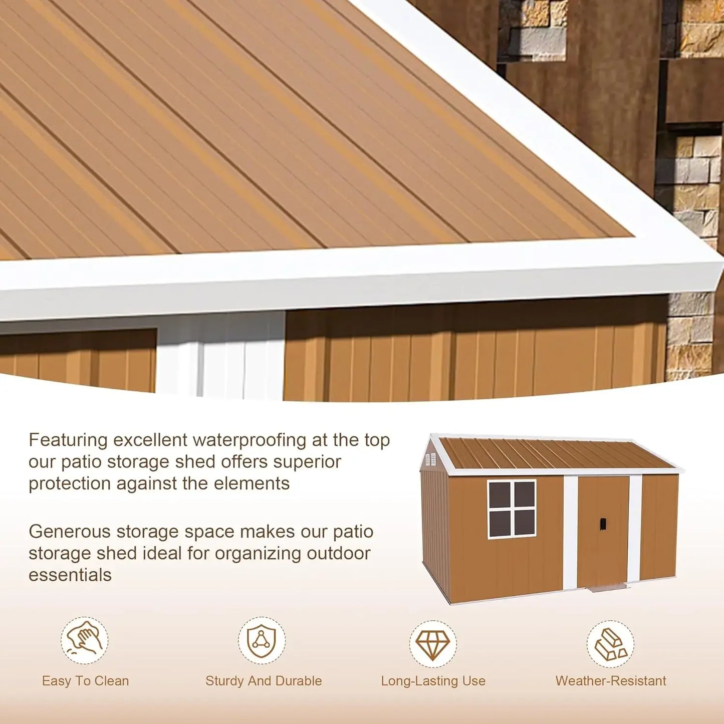 Metal Outdoor Storage Shed With Windows Doors And Ventilation