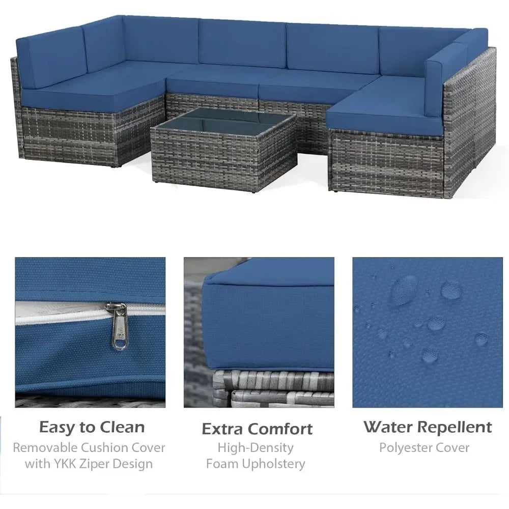 Outdoor PE Rattan Patio Furniture Set With Cushions