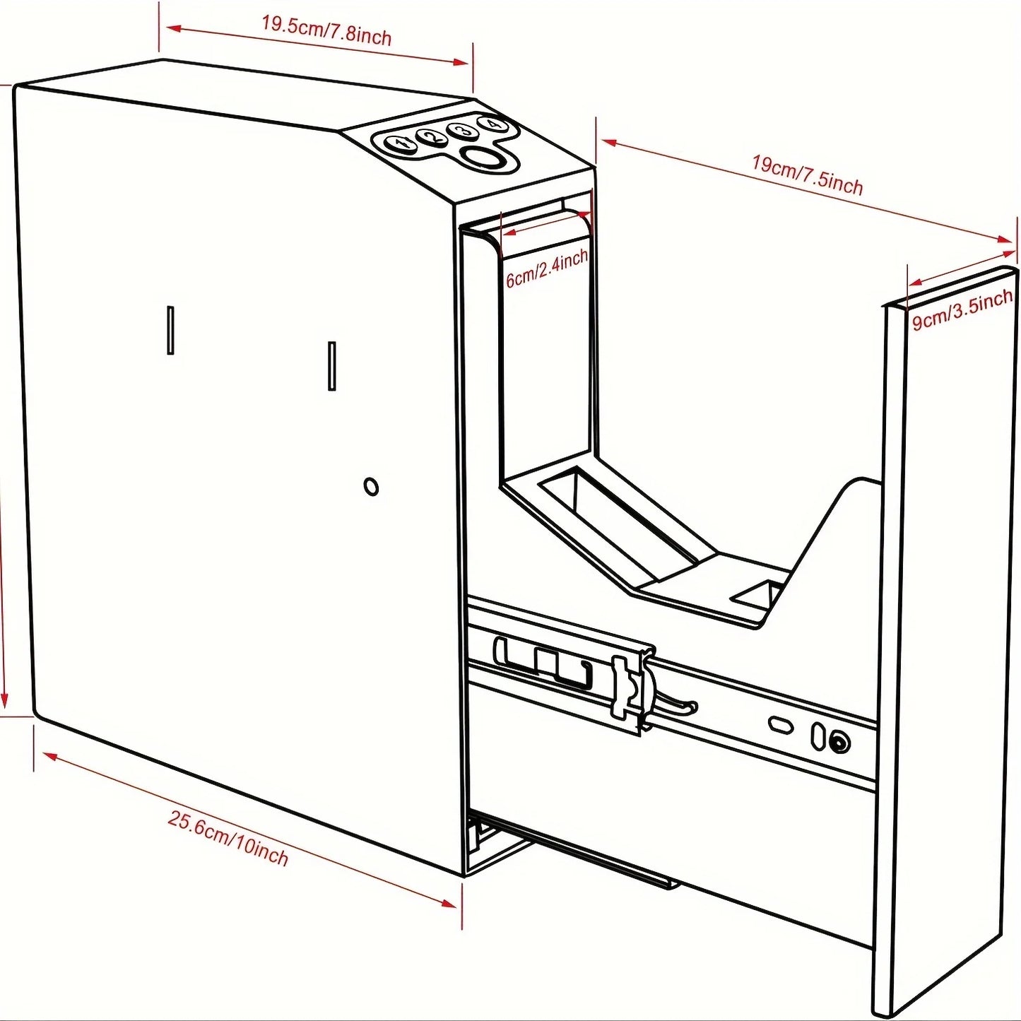 Biometric Fingerprint Handgun Safe With Auto Sliding Door For Nightstand