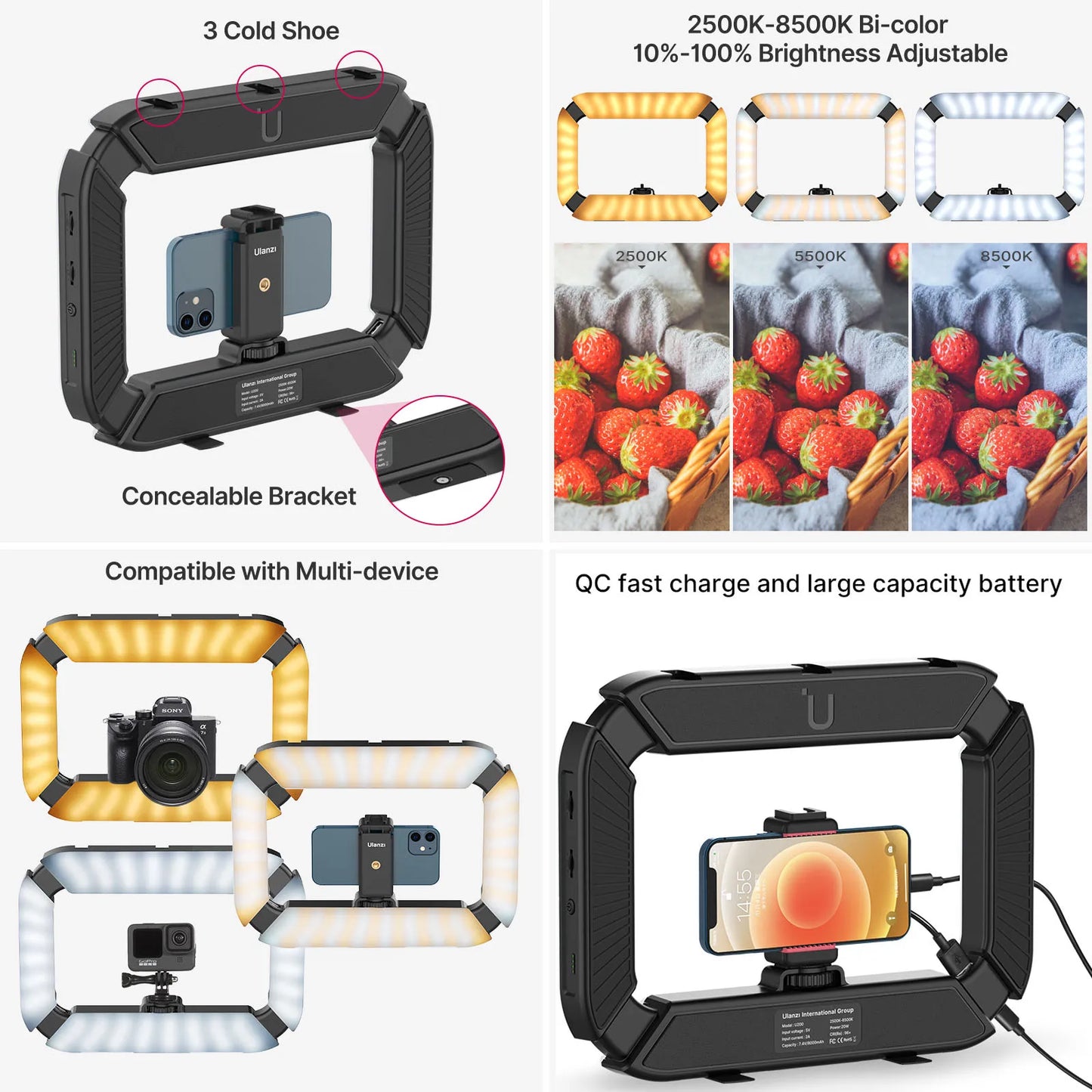 Ulanzi U200 Smartphone Video Rig LED Ring Light 2in1