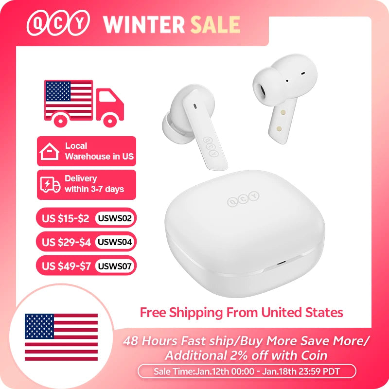 QCY HT05 ANC Wireless Earphones 40dB Noise Cancellation Bluetooth 5.2