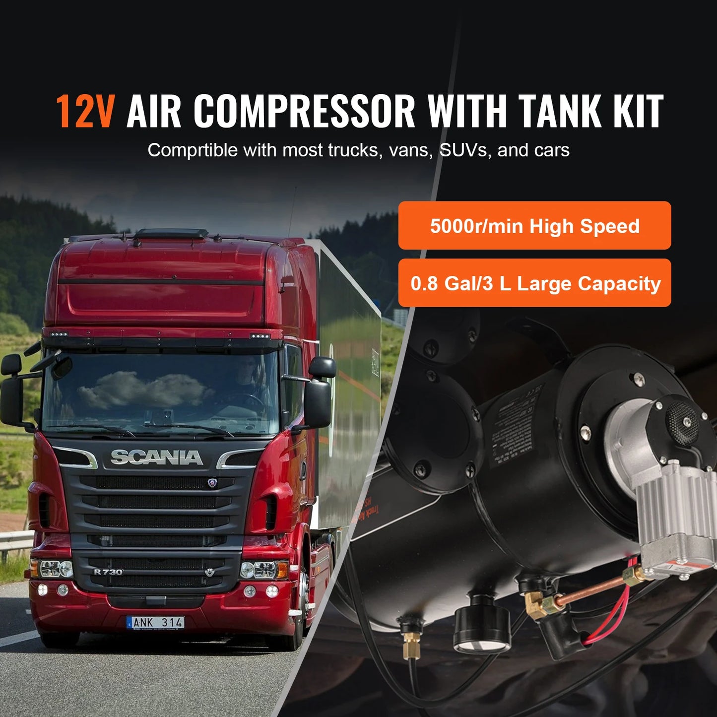 SucceBuy 12V Onboard Air Compressor System For Vehicles