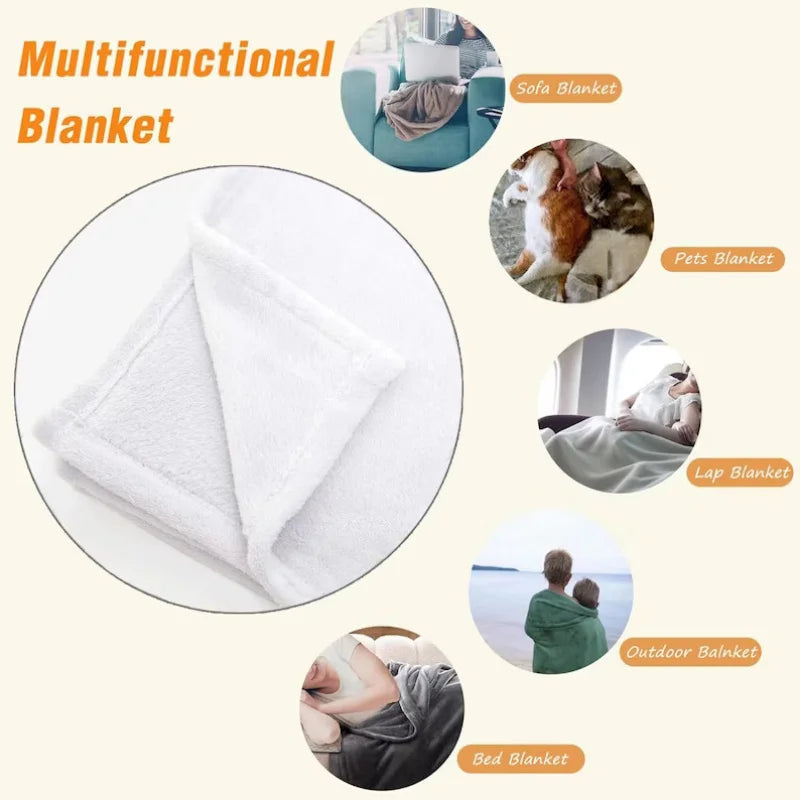 Geometric Pattern Flannel Blanket Cozy Throw for Sofa and Bedroom