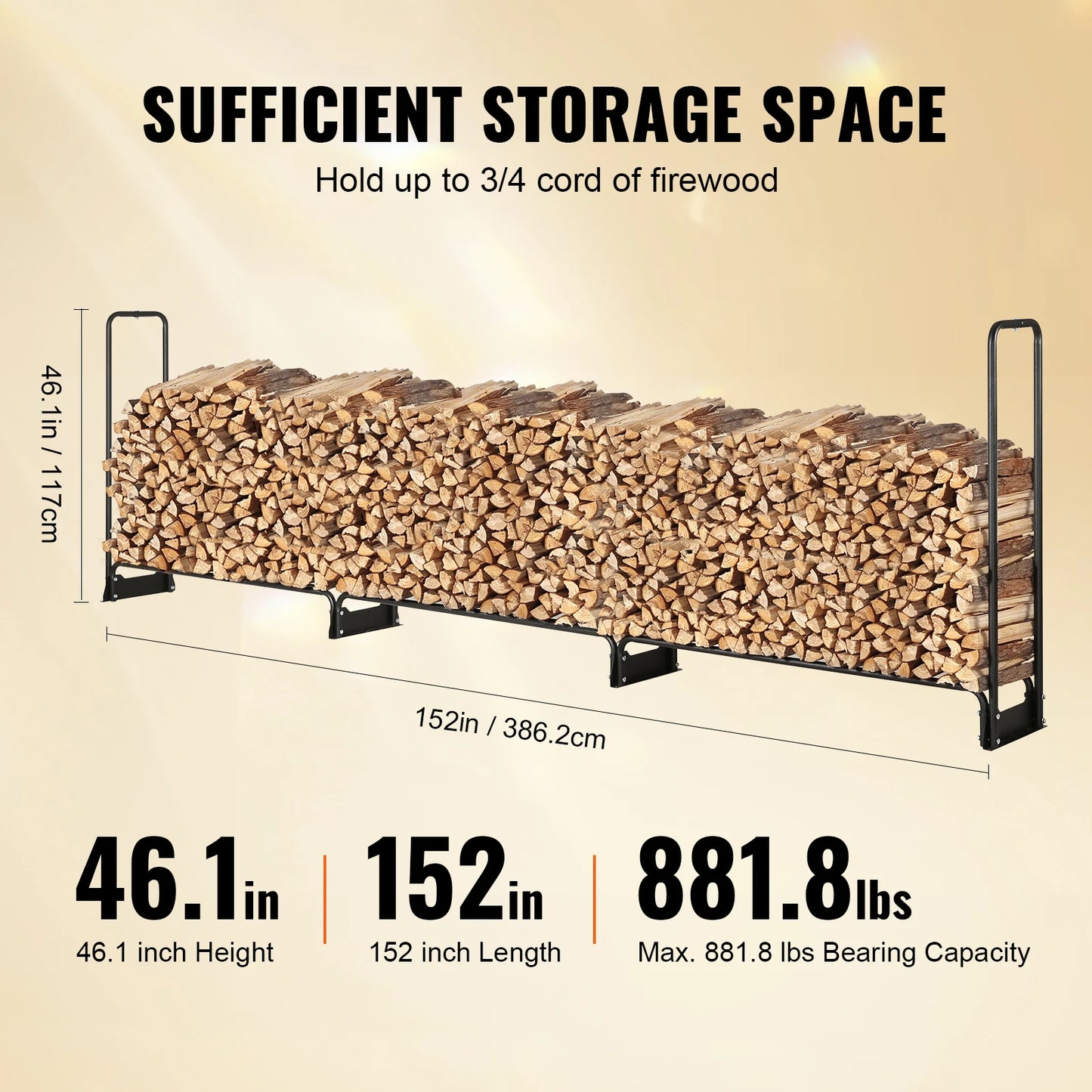 SucceBuy Outdoor Firewood Rack With 600D Oxford Waterproof Cover