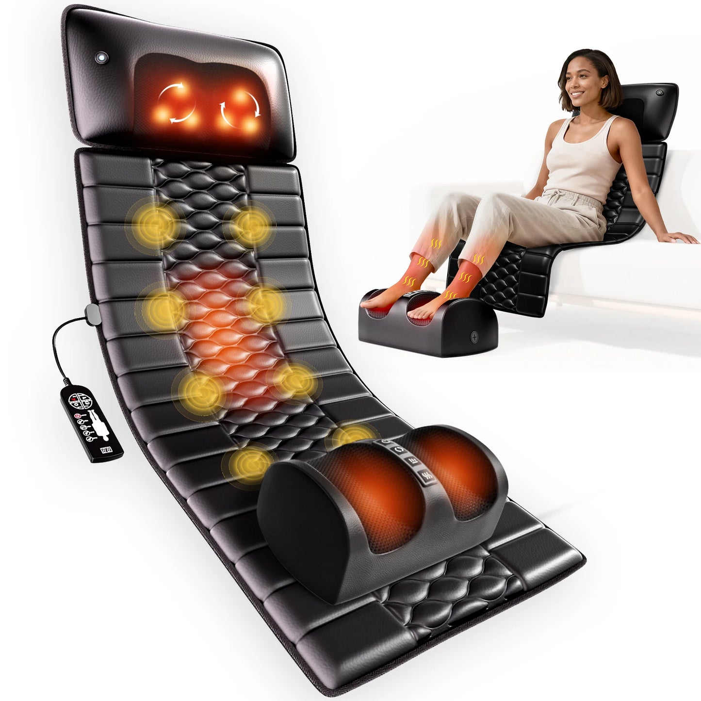 HOMEMASSAE Shiatsu Full Body Massage Mat With Heat and 9 Intensity Levels