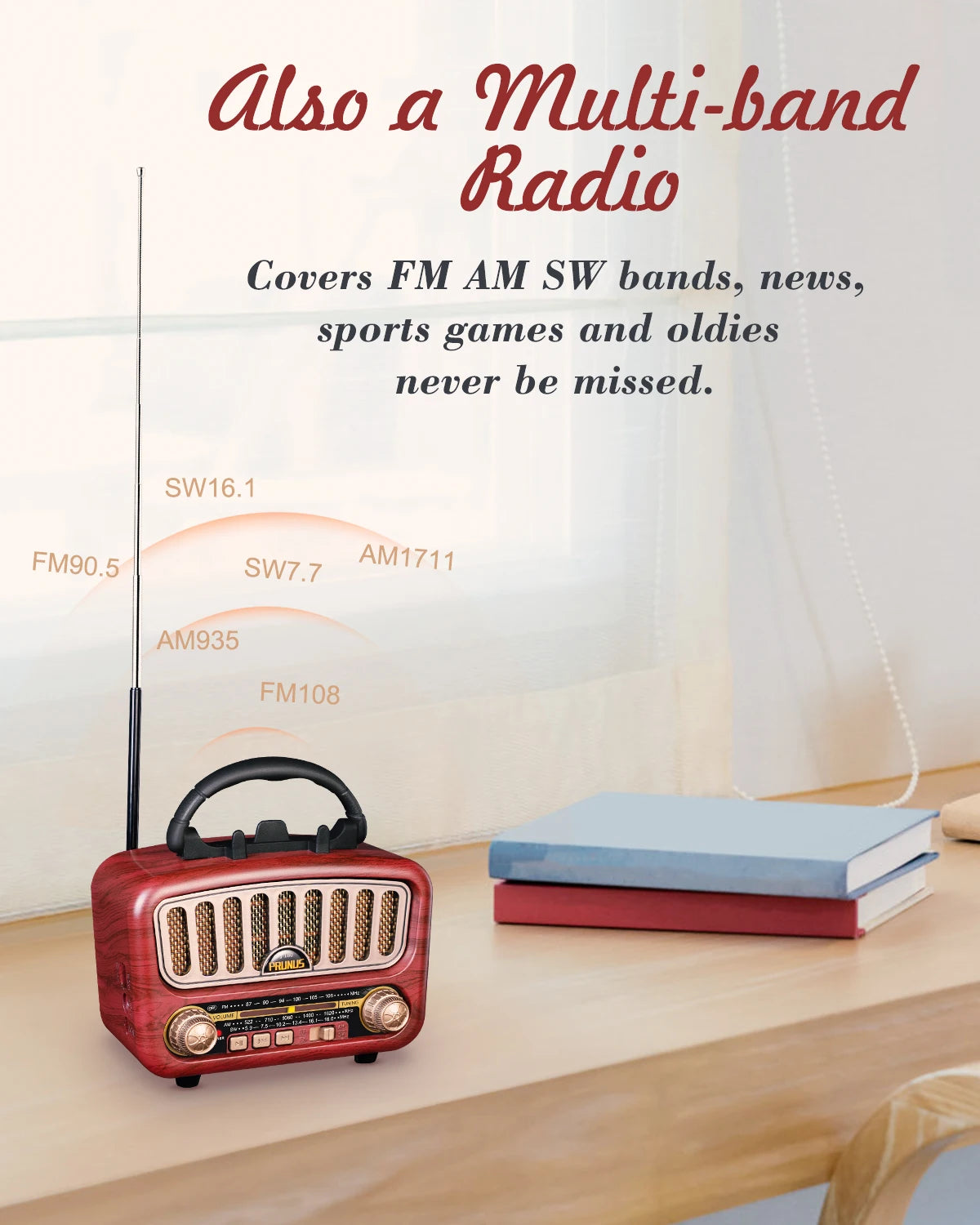 PRUNUS J180 Retro Radio Bluetooth Speaker AM FM SW