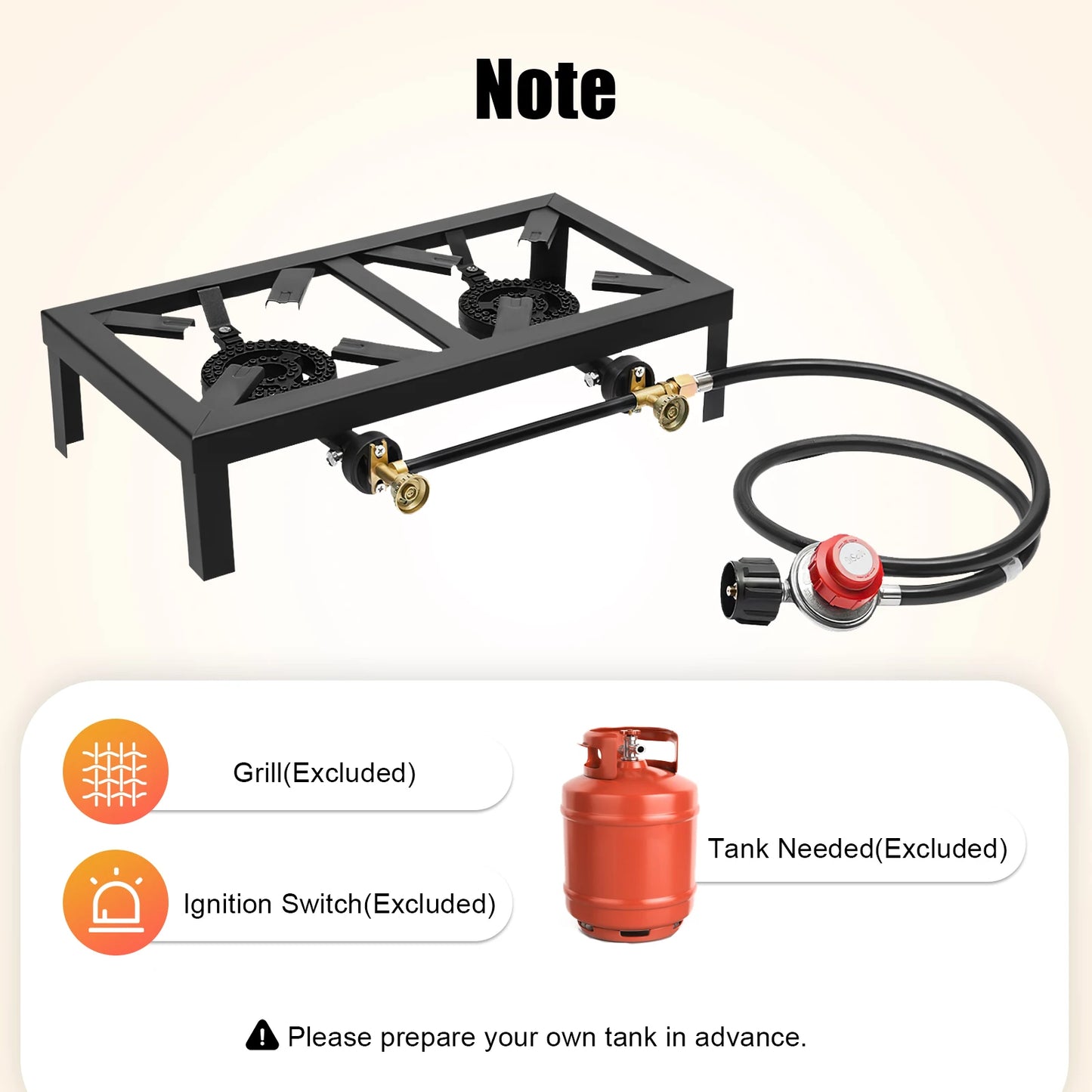 Portable Double Burner Gas Stove With Adjustable Regulator Hose