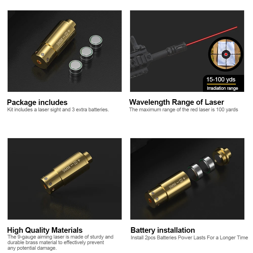 Bore Sight Red Dot Laser Cartridge For Pistols And Rifles