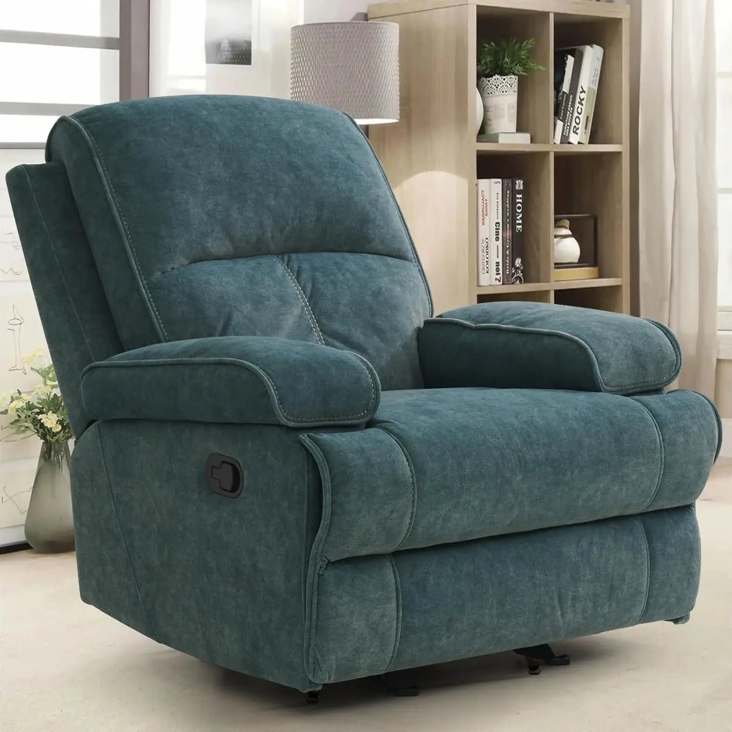 Manual Rocker Recliner Chair For Adults High Back Glider Upholstered