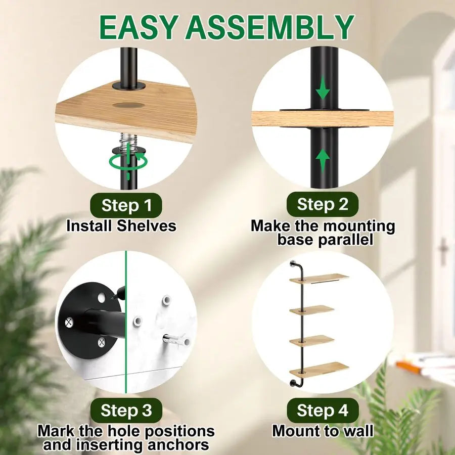 Rotating Window Plant Shelf 4 Tier Wall Mounted Indoor