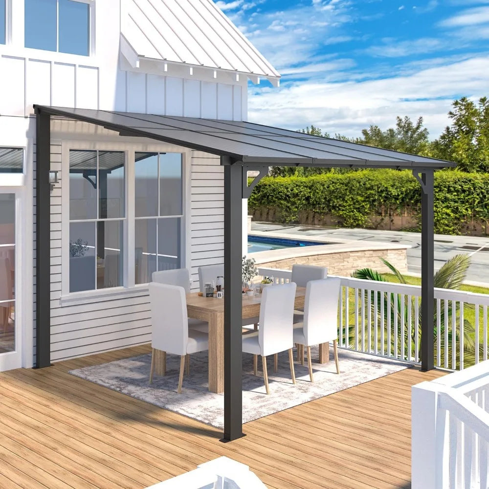 Patio Wall Mounted Gazebo Pergola With Roof All Weather