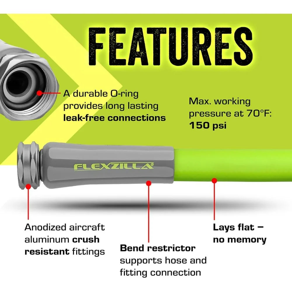 Garden Hose All Weather Lightweight Flexible With Leak Free Connections