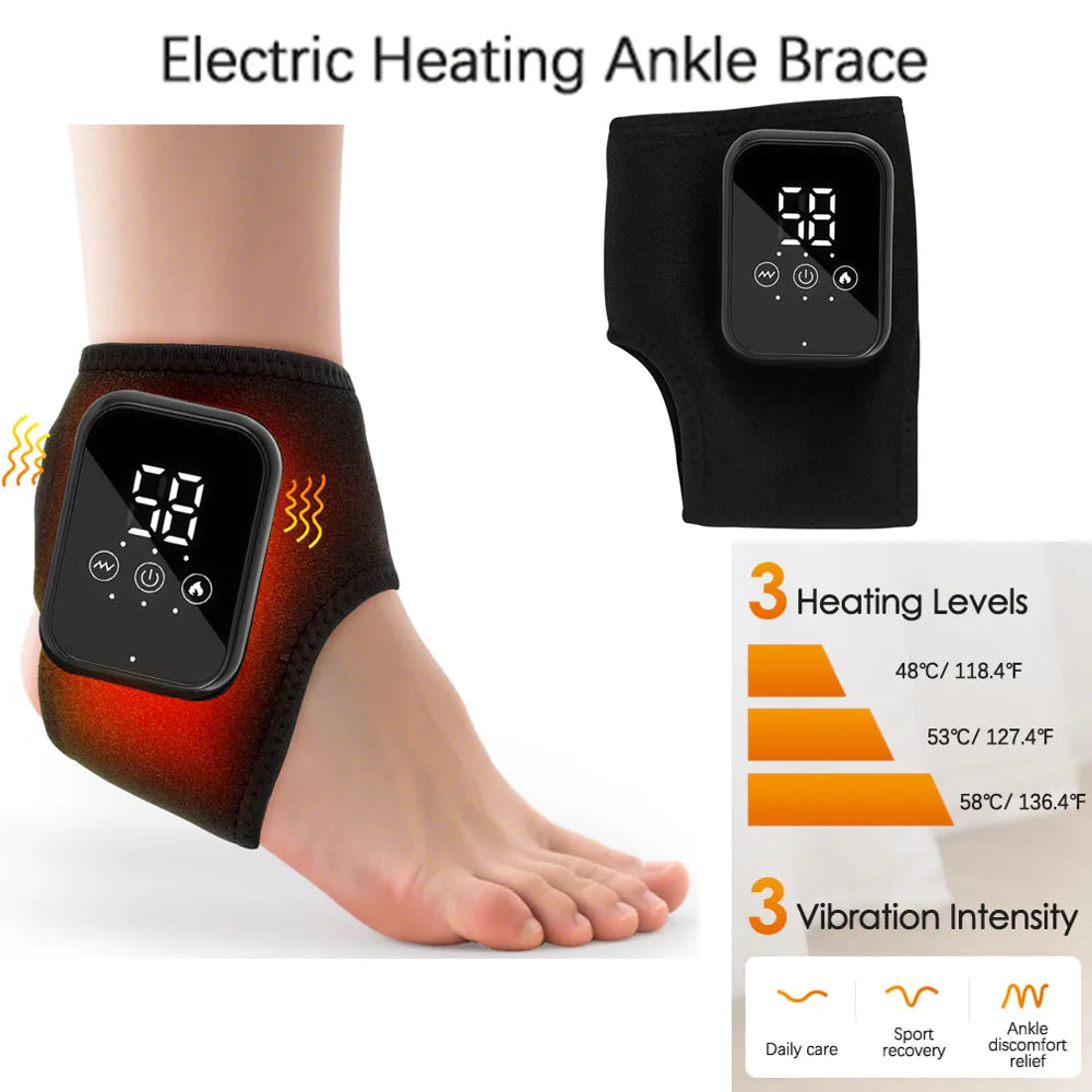 US UK Stock Rechargeable Electric Heating Ankle Brace Massager Hot Compress And Vibration Massage for Foot Muscle Relaxation