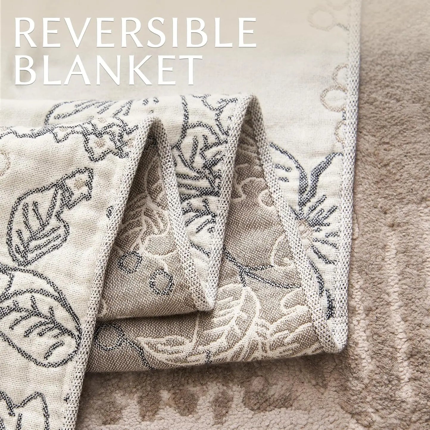 Acrylic Throw Blanket With Tassels And Floral Design