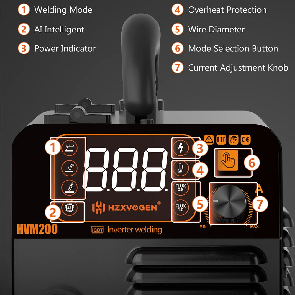 HZXVOGEN HVM200 3 In 1 MIG TIG MMA Welder