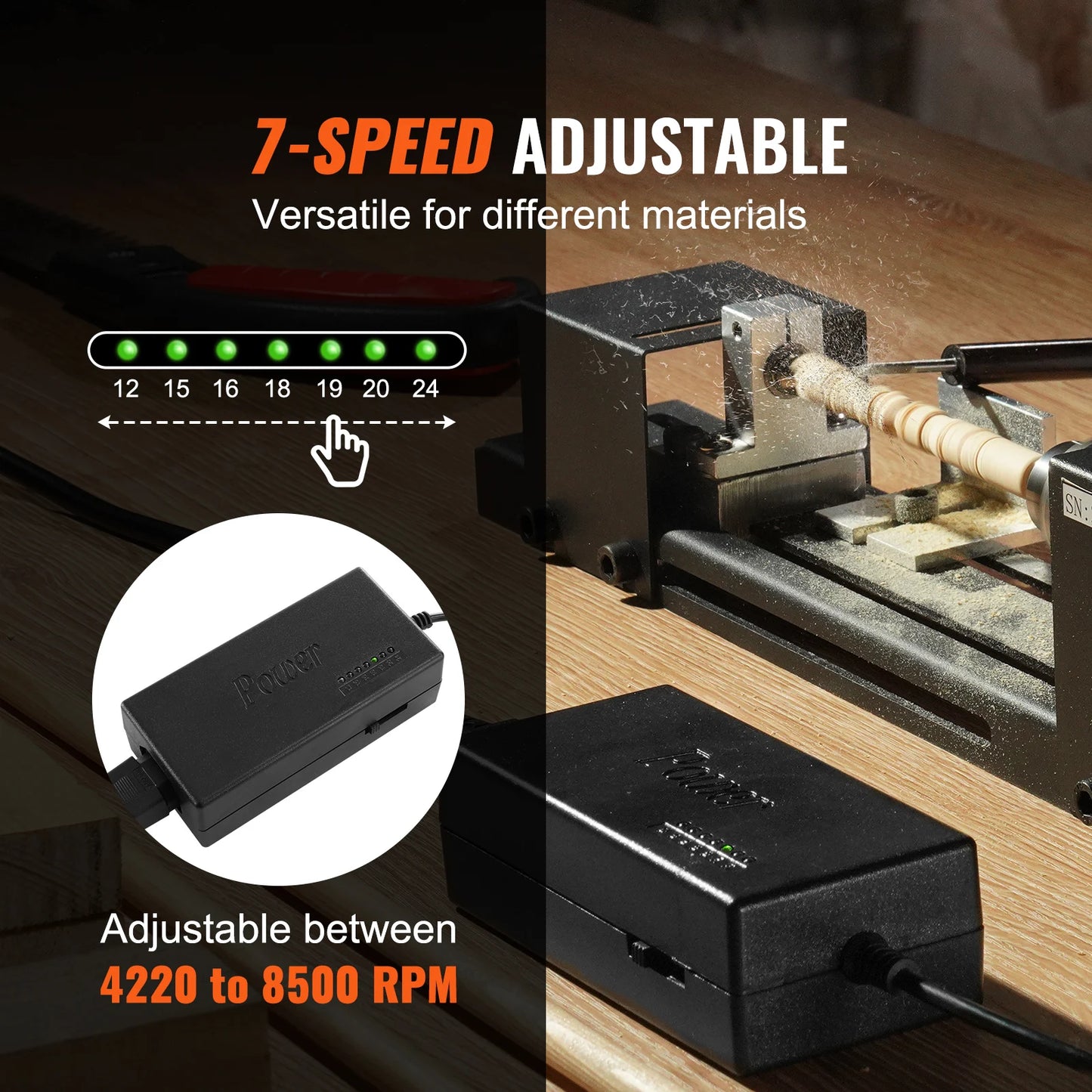 SucceBuy Mini Wood Lathe 7 Speed DIY Woodworking Rotary Tool