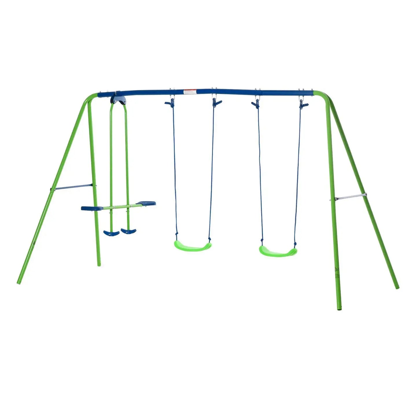 Heavy Duty Outdoor Swing Set with Adjustable Height Metal Frame