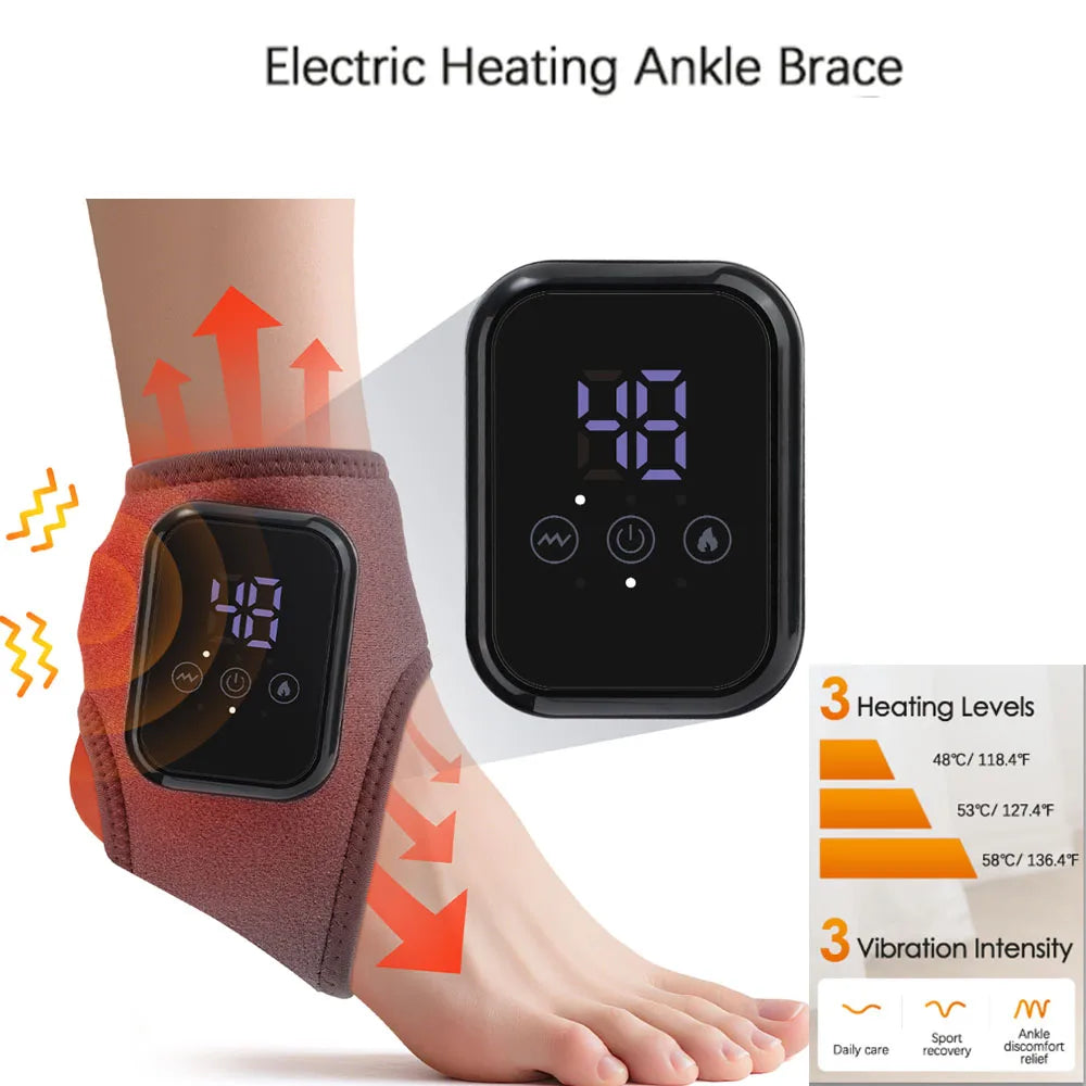 US UK Stock Rechargeable Electric Heating Ankle Brace Massager Hot Compress And Vibration Massage for Foot Muscle Relaxation